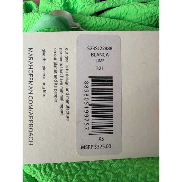 Mara Hoffman Blanca Lime Green One Piece Crinkle Swimsuit size XS - Picture 5 of 10